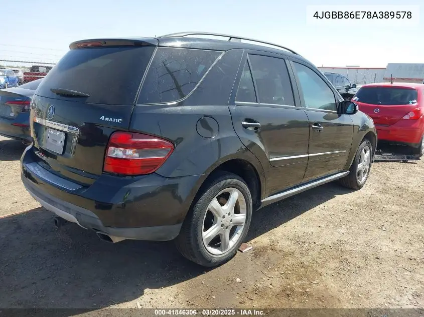 2008 Mercedes-Benz Ml 350 4Matic VIN: 4JGBB86E78A389578 Lot: 41846306