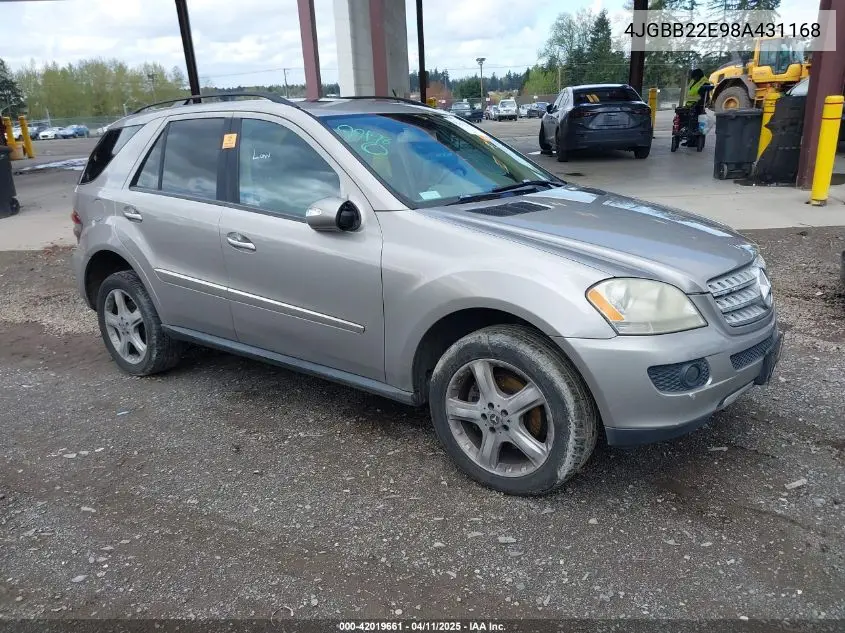 2008 Mercedes-Benz Ml 320 Cdi 4Matic VIN: 4JGBB22E98A431168 Lot: 42019661
