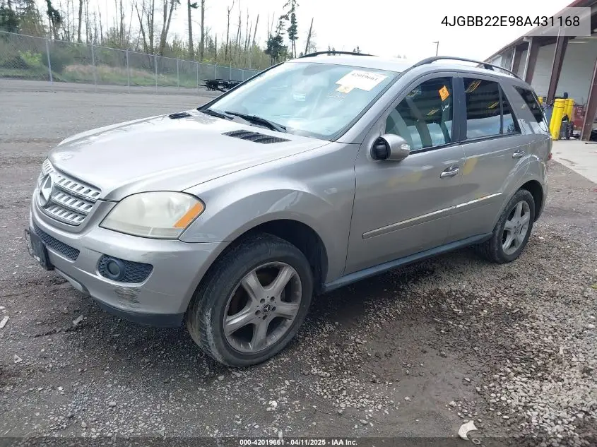 2008 Mercedes-Benz Ml 320 Cdi 4Matic VIN: 4JGBB22E98A431168 Lot: 42019661
