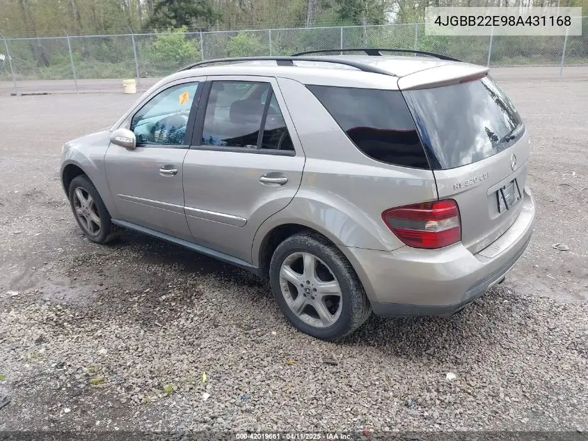2008 Mercedes-Benz Ml 320 Cdi 4Matic VIN: 4JGBB22E98A431168 Lot: 42019661
