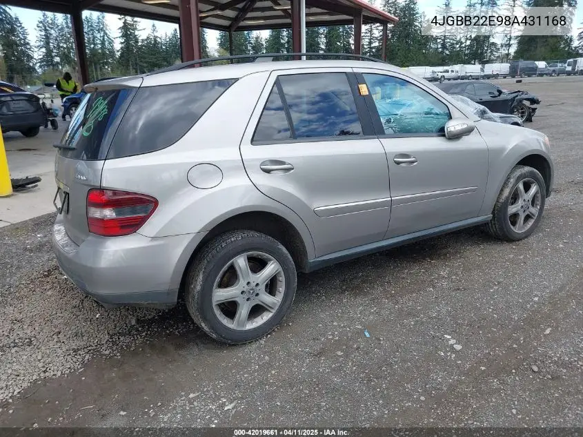 2008 Mercedes-Benz Ml 320 Cdi 4Matic VIN: 4JGBB22E98A431168 Lot: 42019661