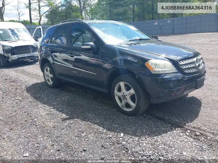 2008 Mercedes-Benz Ml 350 4Matic VIN: 4JGBB86E68A364316 Lot: 42199924