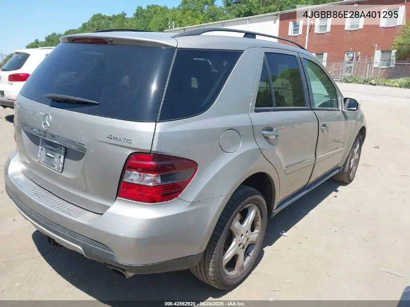 2008 Mercedes-Benz Ml 350 4Matic VIN: 4JGBB86E28A401295 Lot: 42562920