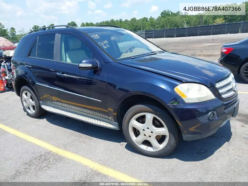 2008 Mercedes-Benz Ml 350 4Matic VIN: 4JGBB86E78A407366 Lot: 42579168