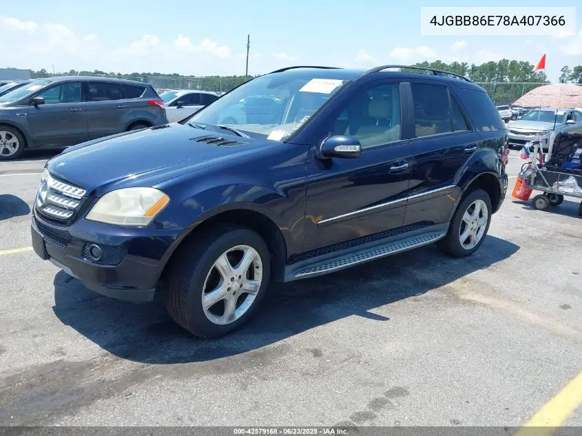 2008 Mercedes-Benz Ml 350 4Matic VIN: 4JGBB86E78A407366 Lot: 42579168