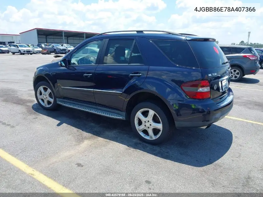 2008 Mercedes-Benz Ml 350 4Matic VIN: 4JGBB86E78A407366 Lot: 42579168