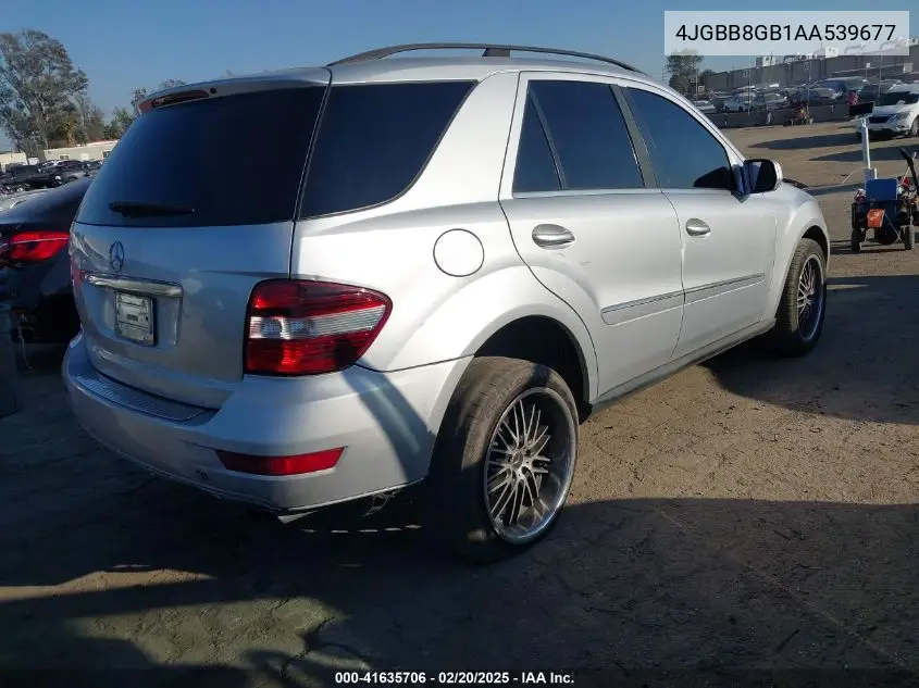 2010 Mercedes-Benz Ml 350 4Matic VIN: 4JGBB8GB1AA539677 Lot: 41635706