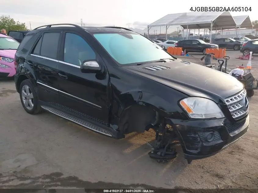 2010 Mercedes-Benz Ml 350 VIN: 4JGBB5GB2AA605104 Lot: 41922137