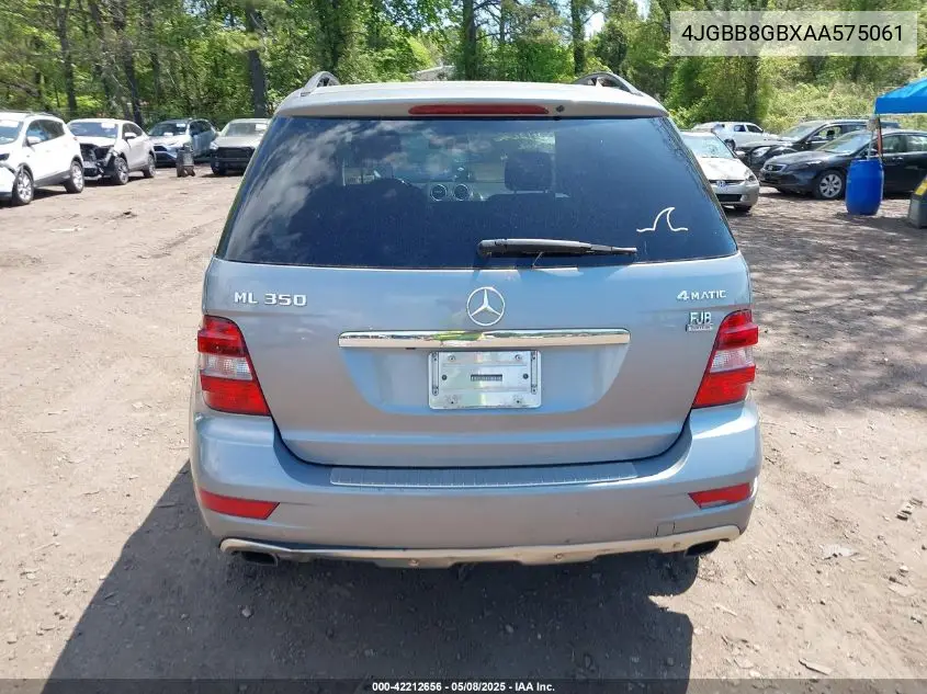 2010 Mercedes-Benz Ml 350 4Matic VIN: 4JGBB8GBXAA575061 Lot: 42212656