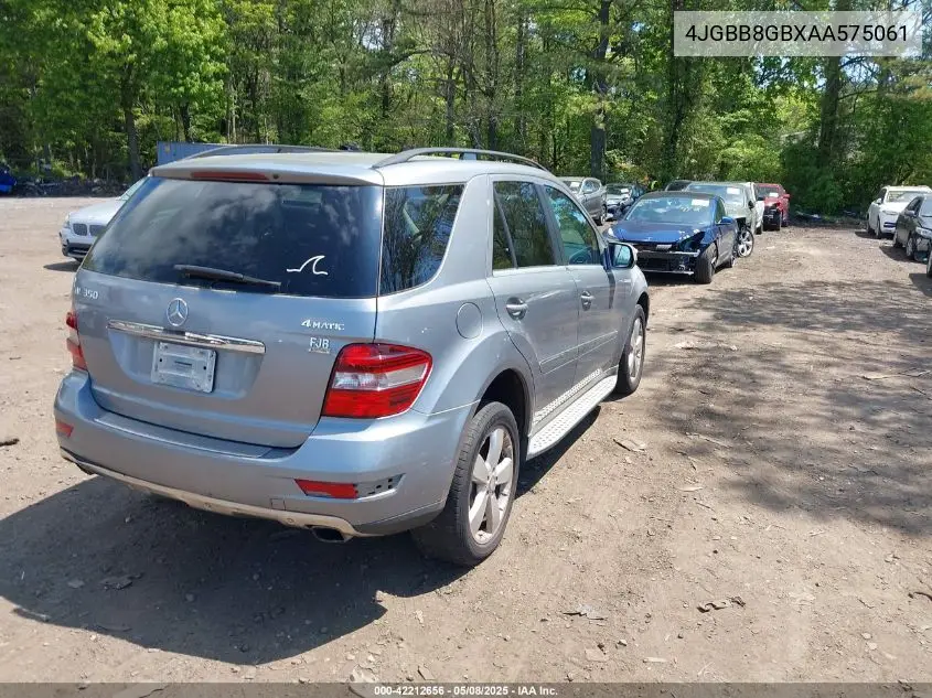 2010 Mercedes-Benz Ml 350 4Matic VIN: 4JGBB8GBXAA575061 Lot: 42212656