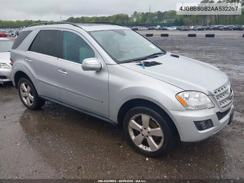 2010 Mercedes-Benz Ml 350 4Matic VIN: 4JGBB8GB2AA532267 Lot: 42239803