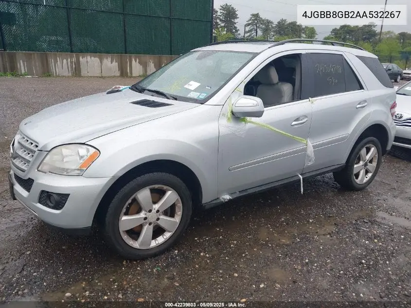 2010 Mercedes-Benz Ml 350 4Matic VIN: 4JGBB8GB2AA532267 Lot: 42239803