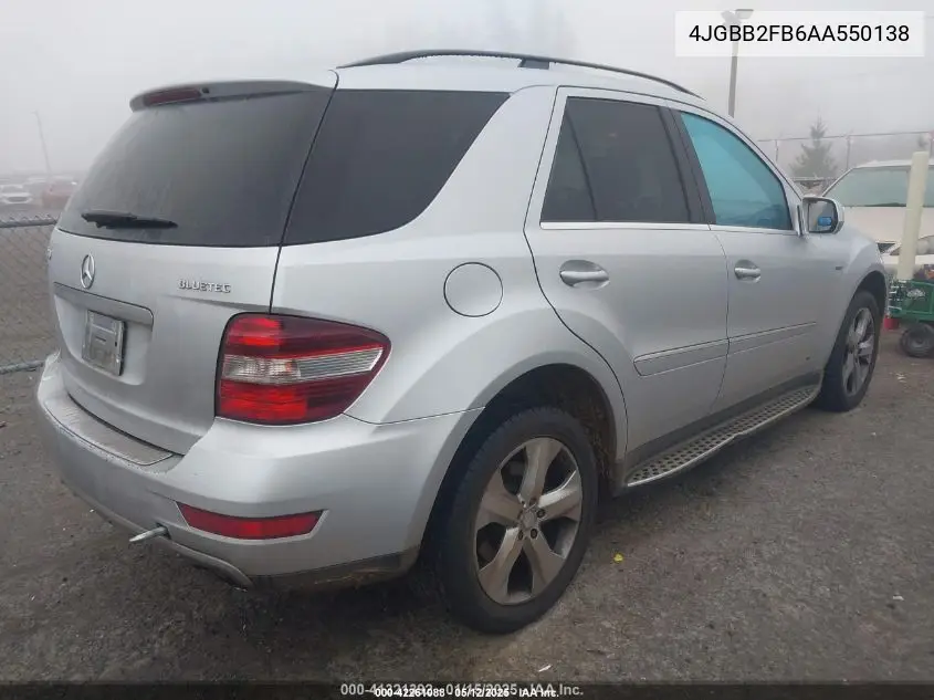 2010 Mercedes-Benz Ml 350 Bluetec 4Matic VIN: 4JGBB2FB6AA550138 Lot: 42261088