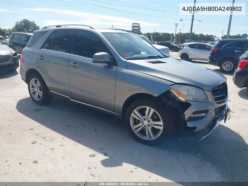 2013 Mercedes-Benz Ml 350 4Matic VIN: 4JGDA5HB0DA249802 Lot: 42603317
