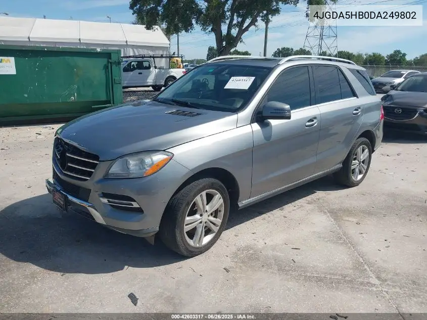 2013 Mercedes-Benz Ml 350 4Matic VIN: 4JGDA5HB0DA249802 Lot: 42603317
