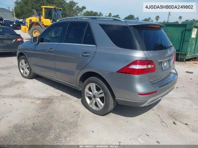 2013 Mercedes-Benz Ml 350 4Matic VIN: 4JGDA5HB0DA249802 Lot: 42603317