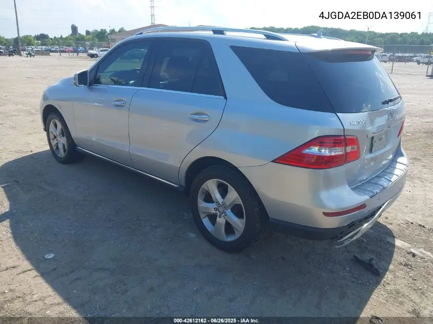 2013 Mercedes-Benz Ml 350 Bluetec 4Matic VIN: 4JGDA2EB0DA139061 Lot: 42612162
