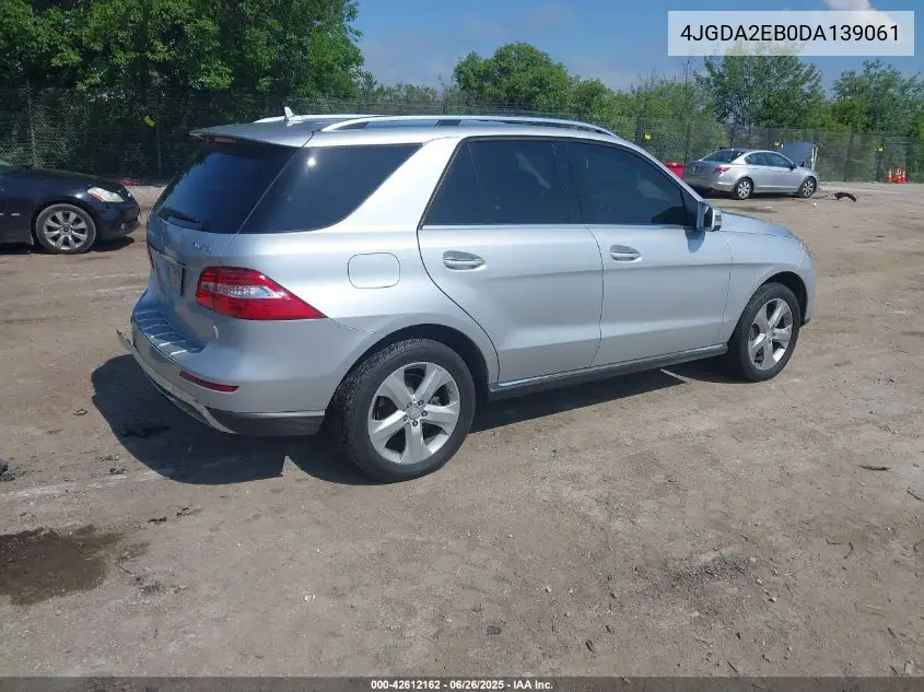 2013 Mercedes-Benz Ml 350 Bluetec 4Matic VIN: 4JGDA2EB0DA139061 Lot: 42612162