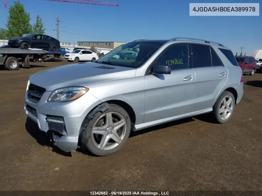2014 Mercedes-Benz Ml 350 4Matic VIN: 4JGDA5HB0EA389978 Lot: 12342682