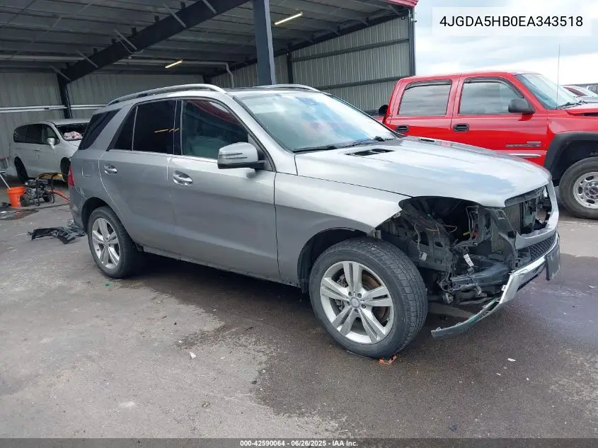 2014 Mercedes-Benz Ml 350 4Matic VIN: 4JGDA5HB0EA343518 Lot: 42590064