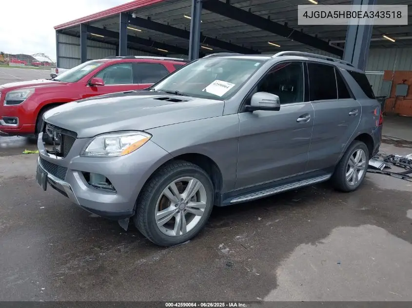 2014 Mercedes-Benz Ml 350 4Matic VIN: 4JGDA5HB0EA343518 Lot: 42590064
