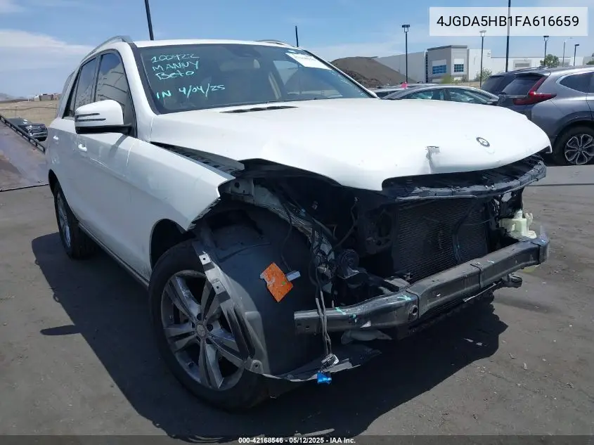 2015 Mercedes-Benz Ml 350 4Matic VIN: 4JGDA5HB1FA616659 Lot: 42168546