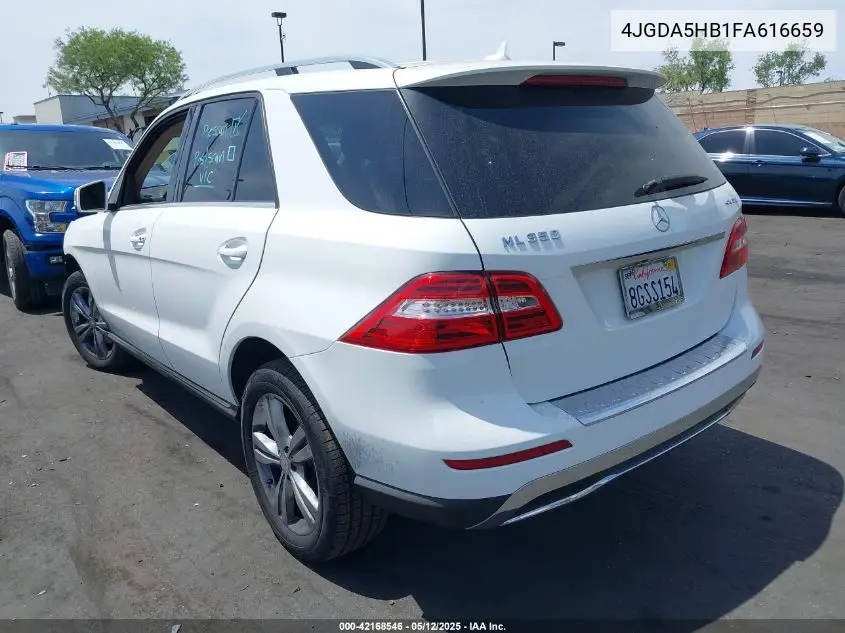 2015 Mercedes-Benz Ml 350 4Matic VIN: 4JGDA5HB1FA616659 Lot: 42168546