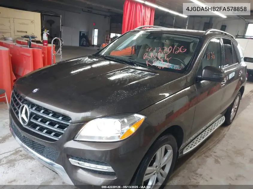 2015 Mercedes-Benz Ml 350 4Matic VIN: 4JGDA5HB2FA578858 Lot: 42220126