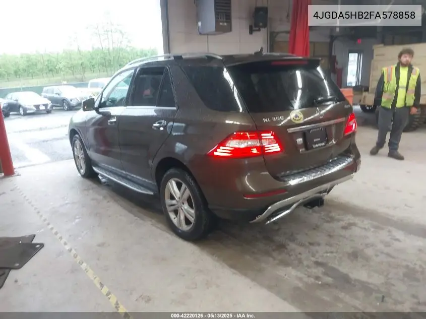 2015 Mercedes-Benz Ml 350 4Matic VIN: 4JGDA5HB2FA578858 Lot: 42220126