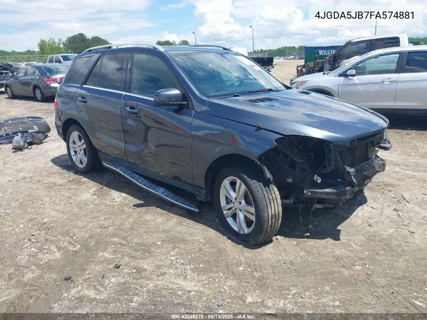 2015 Mercedes-Benz Ml 350 VIN: 4JGDA5JB7FA574881 Lot: 42246279