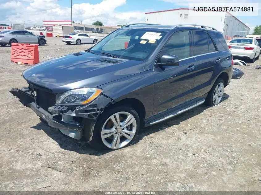 2015 Mercedes-Benz Ml 350 VIN: 4JGDA5JB7FA574881 Lot: 42246279