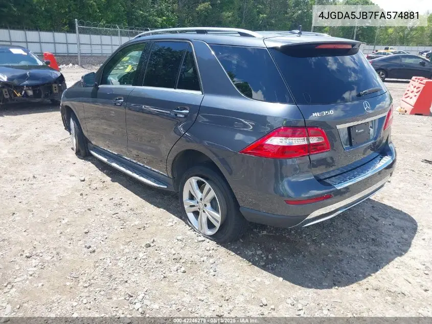2015 Mercedes-Benz Ml 350 VIN: 4JGDA5JB7FA574881 Lot: 42246279