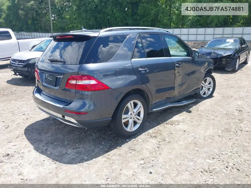 2015 Mercedes-Benz Ml 350 VIN: 4JGDA5JB7FA574881 Lot: 42246279