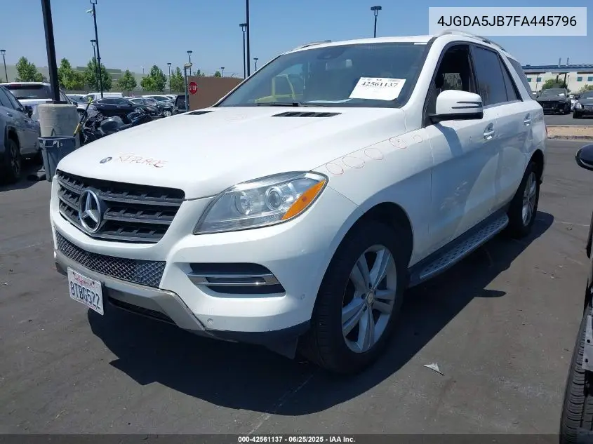 2015 Mercedes-Benz Ml 350 VIN: 4JGDA5JB7FA445796 Lot: 42561137