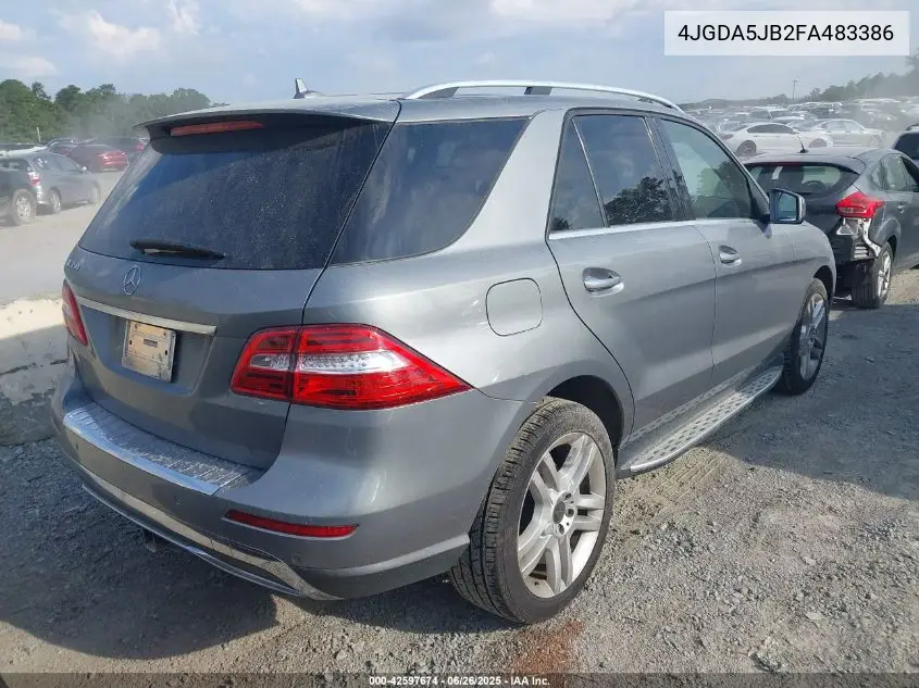 2015 Mercedes-Benz Ml 350 VIN: 4JGDA5JB2FA483386 Lot: 42597674
