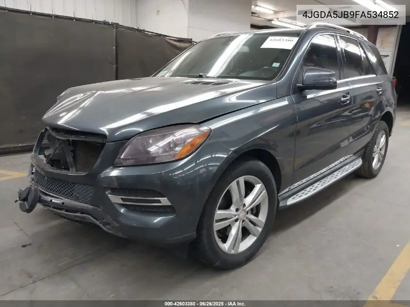 2015 Mercedes-Benz Ml 350 VIN: 4JGDA5JB9FA534852 Lot: 42603380