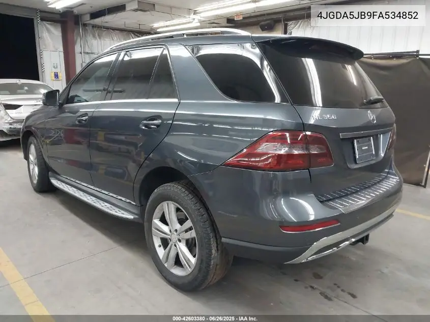 2015 Mercedes-Benz Ml 350 VIN: 4JGDA5JB9FA534852 Lot: 42603380