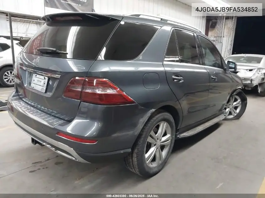 2015 Mercedes-Benz Ml 350 VIN: 4JGDA5JB9FA534852 Lot: 42603380