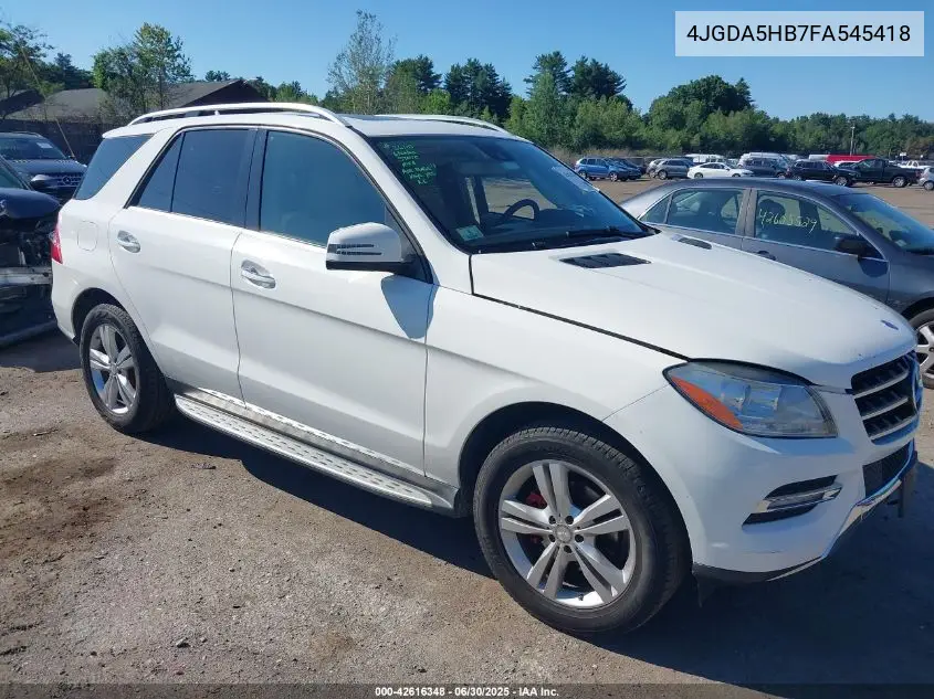 2015 Mercedes-Benz Ml 350 4Matic VIN: 4JGDA5HB7FA545418 Lot: 42616348