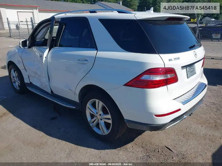 2015 Mercedes-Benz Ml 350 4Matic VIN: 4JGDA5HB7FA545418 Lot: 42616348