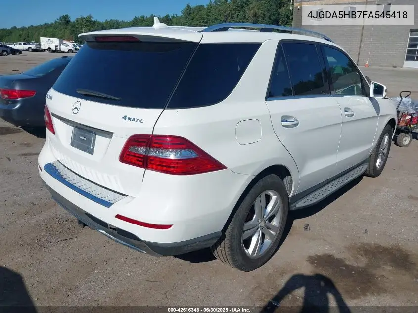 2015 Mercedes-Benz Ml 350 4Matic VIN: 4JGDA5HB7FA545418 Lot: 42616348