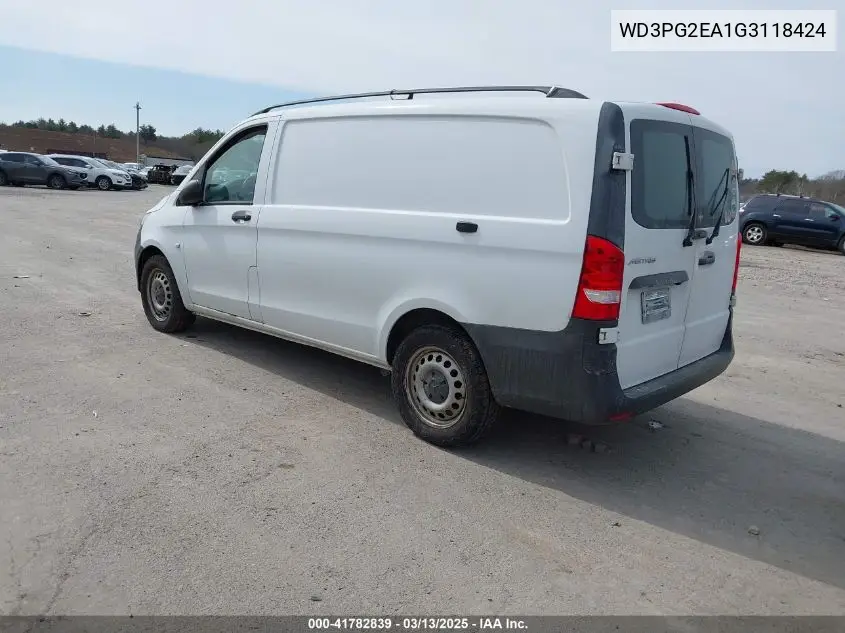 2016 Mercedes-Benz Metris VIN: WD3PG2EA1G3118424 Lot: 41782839