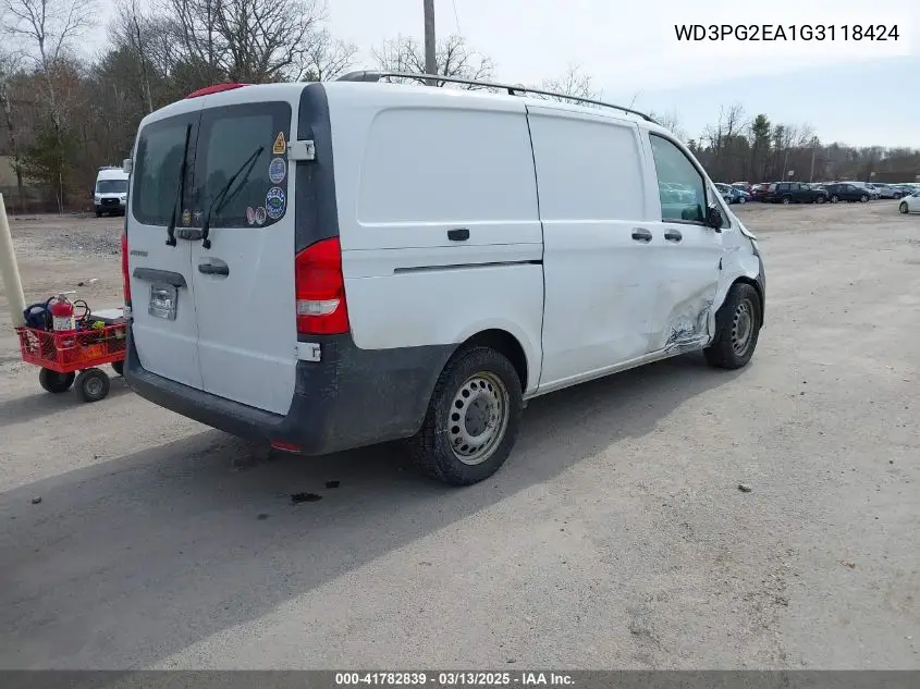 2016 Mercedes-Benz Metris VIN: WD3PG2EA1G3118424 Lot: 41782839