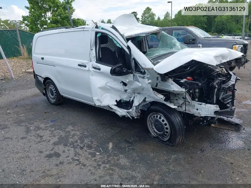 2016 Mercedes-Benz Metris VIN: WD3PG2EA1G3136129 Lot: 42177803