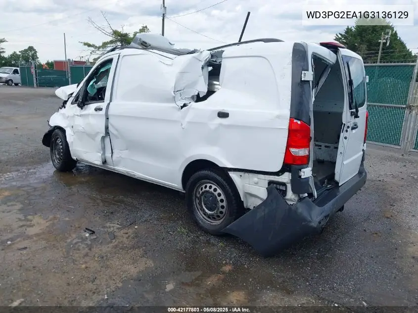 2016 Mercedes-Benz Metris VIN: WD3PG2EA1G3136129 Lot: 42177803