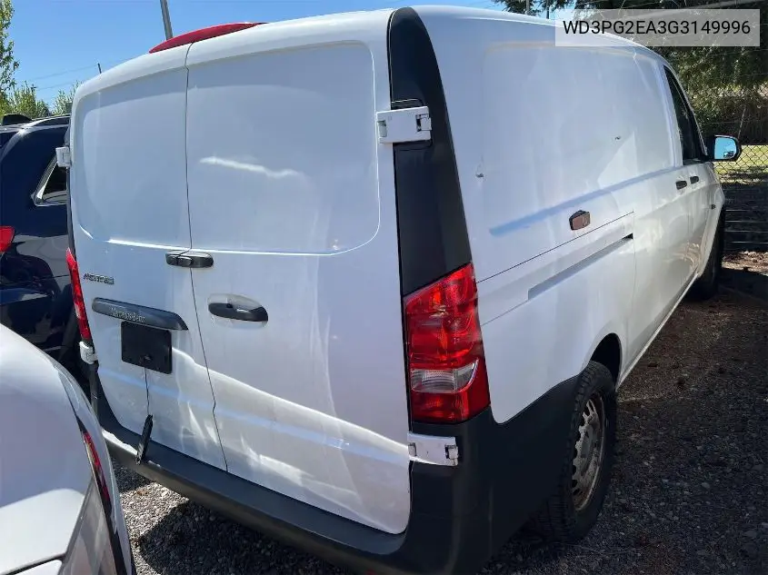 2016 Mercedes-Benz Metris VIN: WD3PG2EA3G3149996 Lot: 42262649