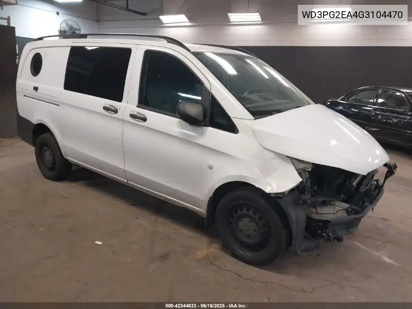 2016 Mercedes-Benz Metris VIN: WD3PG2EA4G3104470 Lot: 42344633