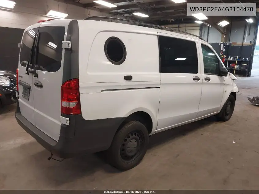 2016 Mercedes-Benz Metris VIN: WD3PG2EA4G3104470 Lot: 42344633