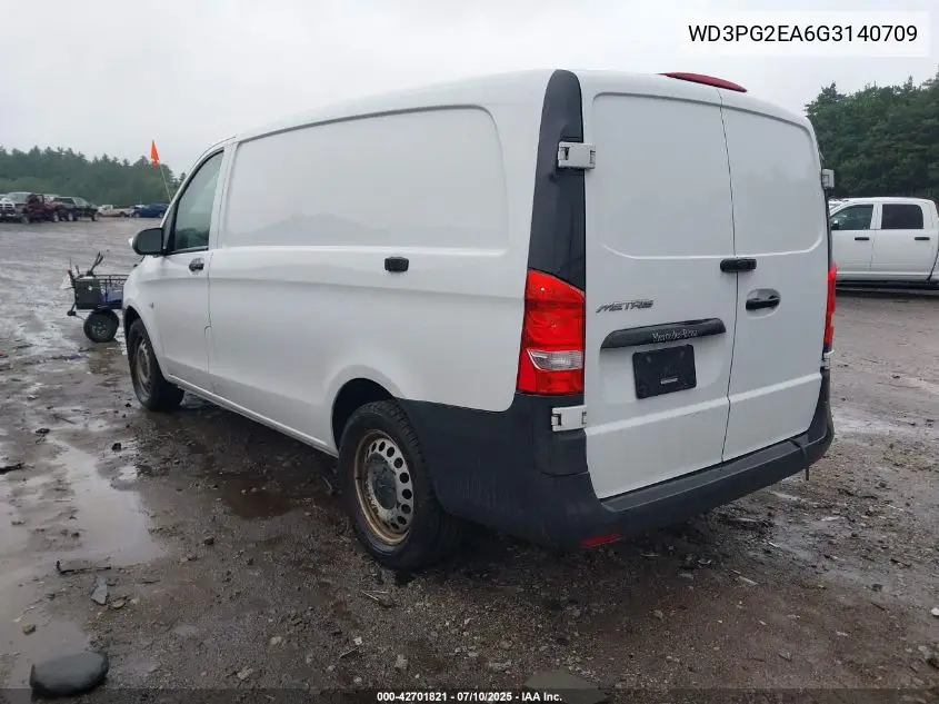 2016 Mercedes-Benz Metris VIN: WD3PG2EA6G3140709 Lot: 42701821