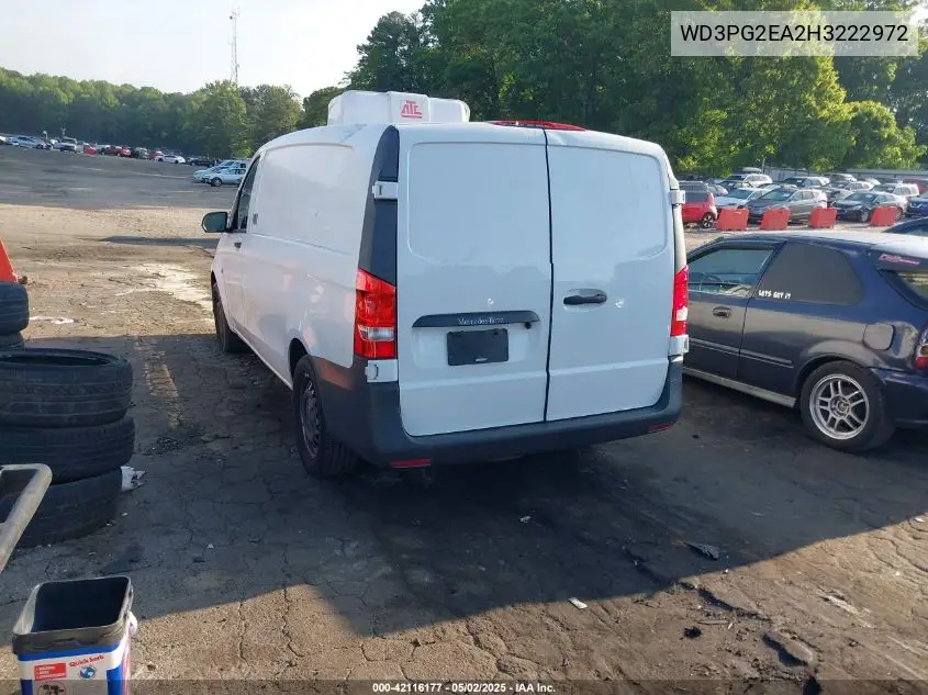 2017 Mercedes-Benz Metris VIN: WD3PG2EA2H3222972 Lot: 42116177